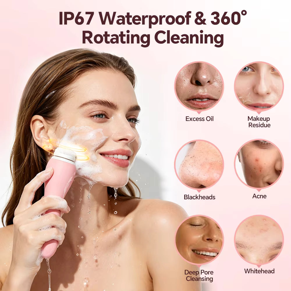 4-in-1 Rechargeable Electric Facial Cleansing Brush & Thermal Exfoliator