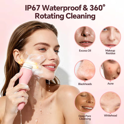4-in-1 Rechargeable Electric Facial Cleansing Brush & Thermal Exfoliator