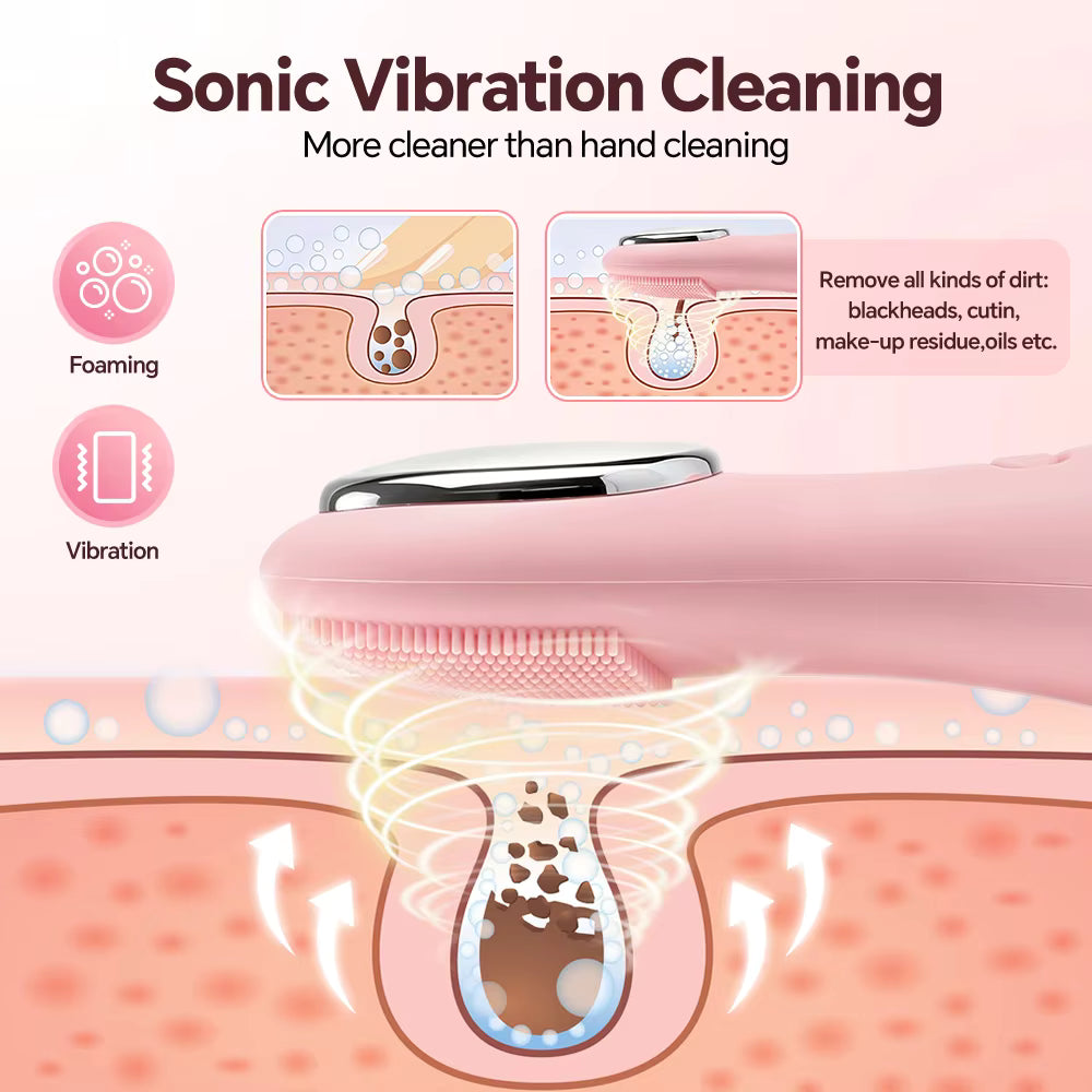 4-in-1 Rechargeable Electric Facial Cleansing Brush & Thermal Exfoliator